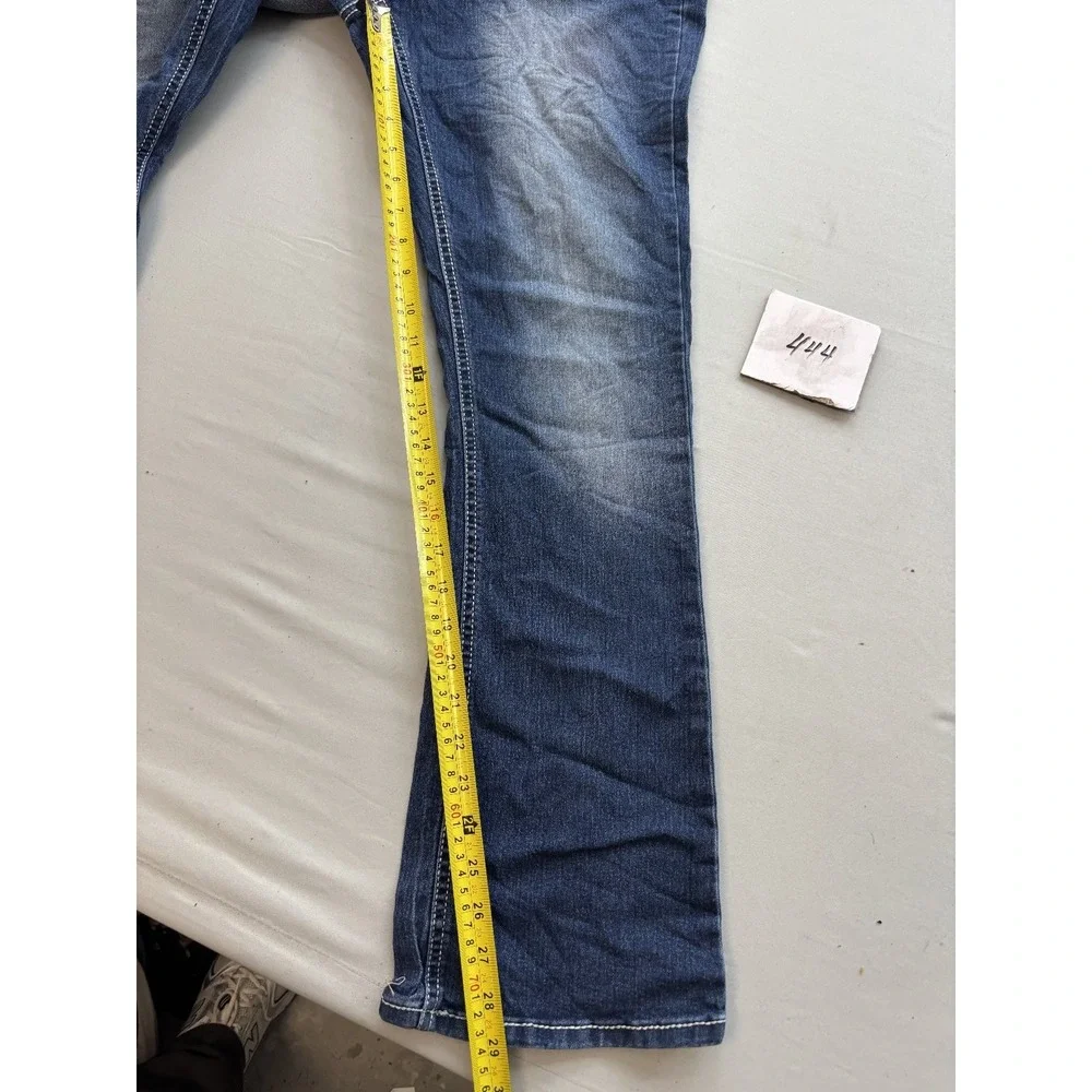 Faded Glory Boys Size 12A Blue Straight Leg Jeans Embellished Pockets Denim